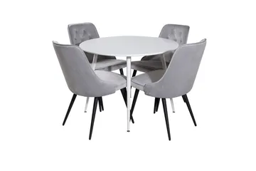 Rund spisegruppe Venture Home Plaza, Velvet Deluxe - lysegrå - Møbler - Borde - Spisebordssæt