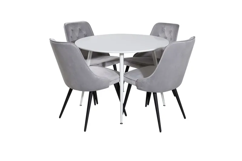 Rund spisegruppe Venture Home Plaza, Velvet Deluxe - lysegrå - Møbler - Borde - Spisebordssæt