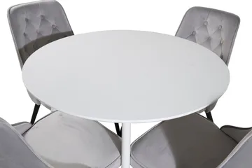 Rund spisegruppe Venture Home Plaza, Velvet Deluxe - lysegrå - Møbler - Borde - Spisebordssæt