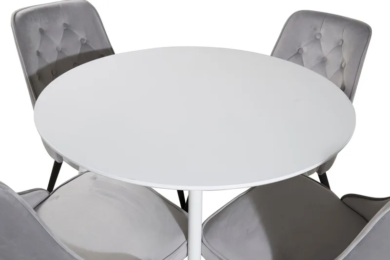 Rund spisegruppe Venture Home Plaza, Velvet Deluxe - lysegrå - Møbler - Borde - Spisebordssæt