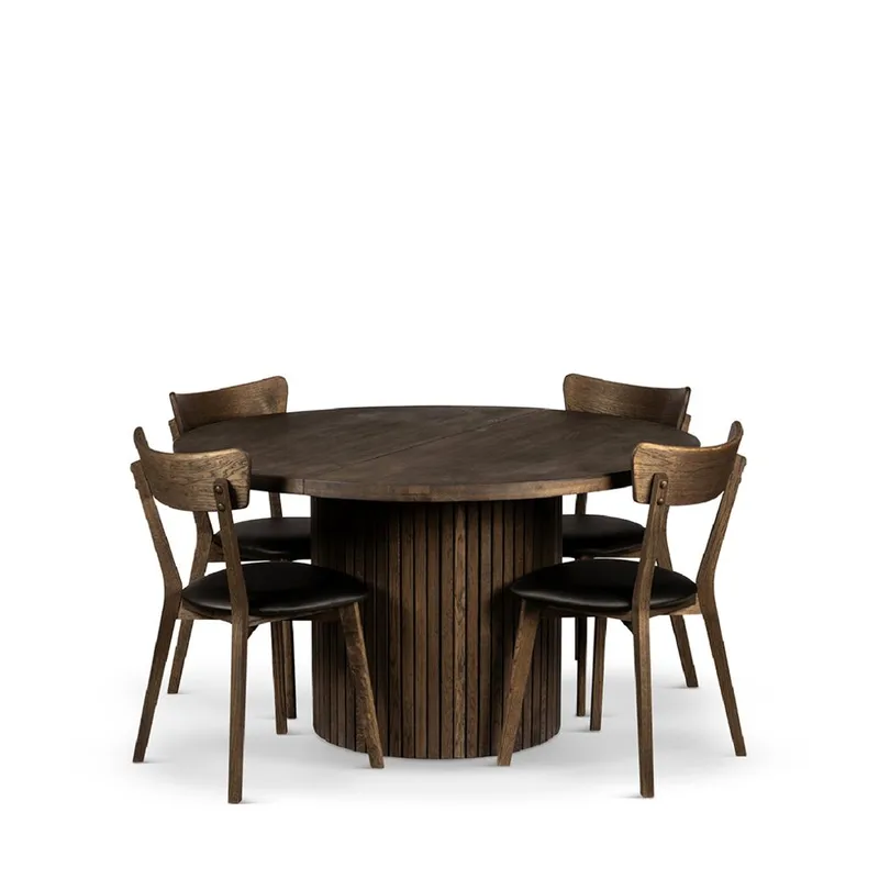 Rundt Spisebord Bremen 135 cm med stole, Bord og 4 Ekeby-stole