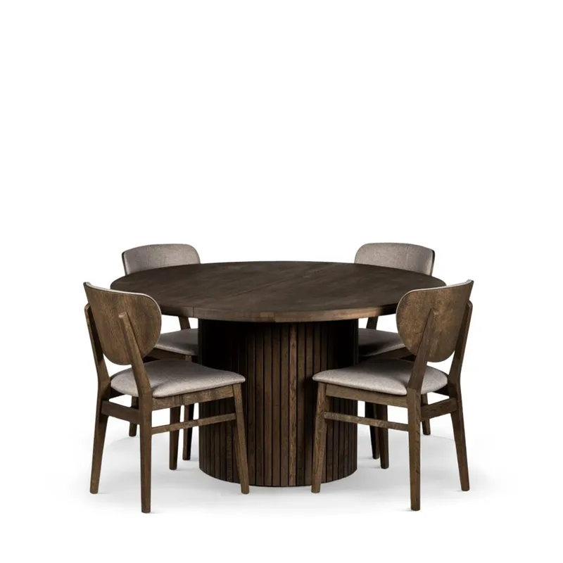 Rundt Spisebord Bremen 135 cm med stole, Bord og 4 Smögen-stole