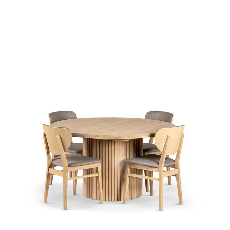 Rundt Spisebord Dresden 135 cm med Stole, Bord og 4 Fårö-stole