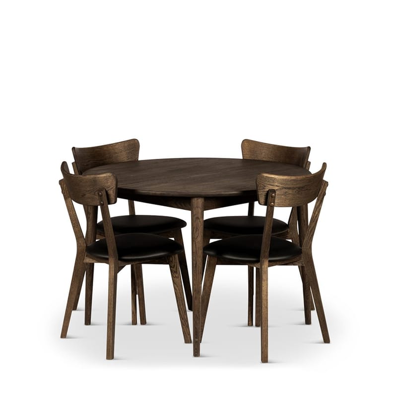 Rundt Spisebord Nyborg 110 cm med Stole, Bord og 4 Ekeby-stole