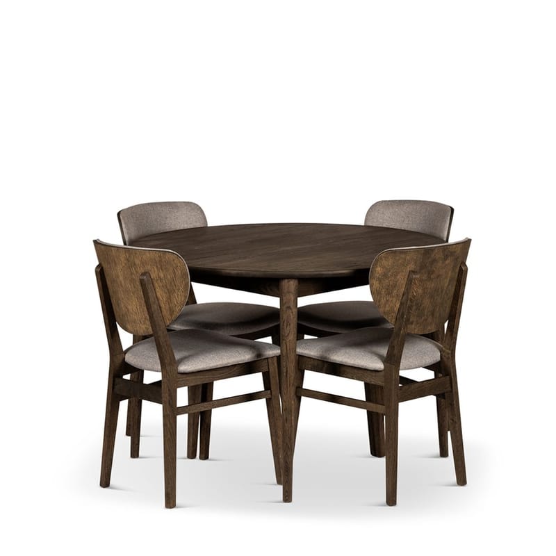 Rundt Spisebord Nyborg 110 cm med Stole, Bord og 4 Smögen-stole