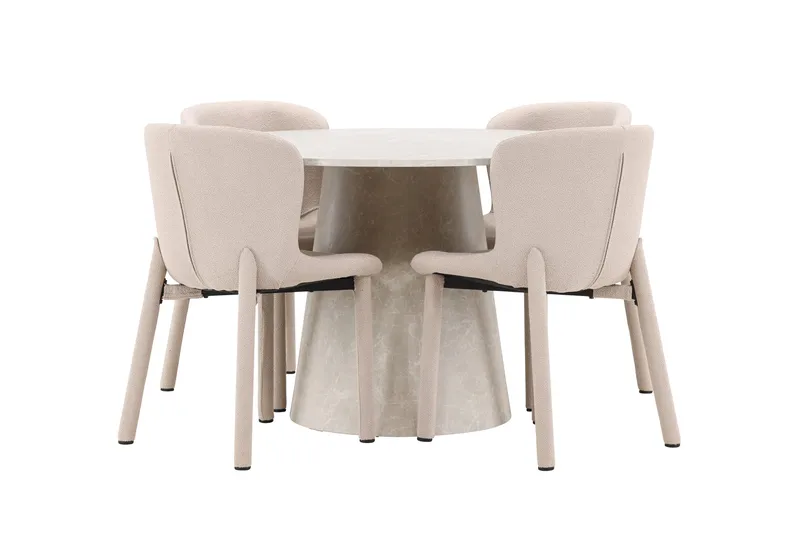 Rundt spisebordssæt Venture Home Lanzo, Astoria Beige Beige 4 stk.