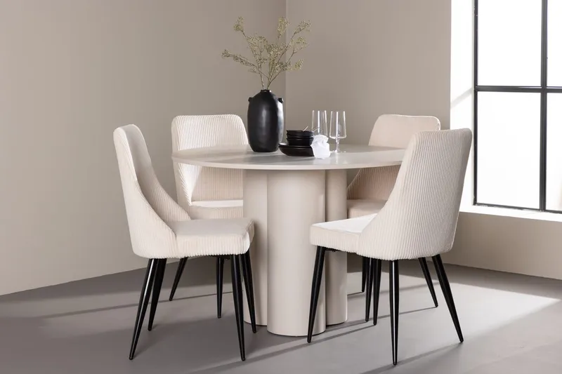 Rundt spisebordssæt Venture Home Olivia, Leone Beige