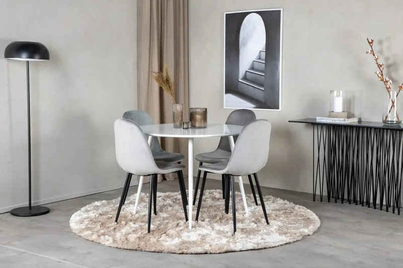 Rundt spisebordssæt Venture Home Plaza, Polar Grå Hvid 4 stk.