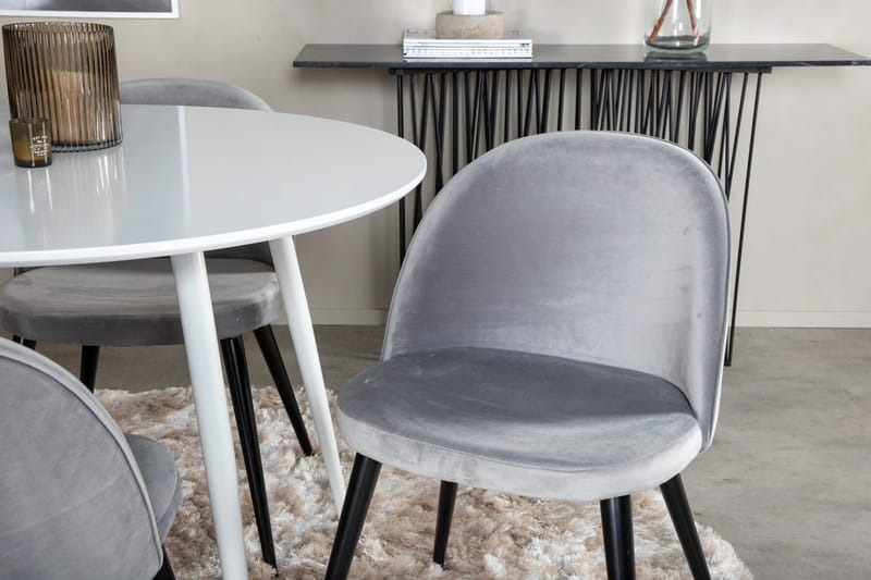 Rundt spisebordssæt Venture Home Plaza, Velvet Hvid - Møbler - Borde - Spisebordssæt