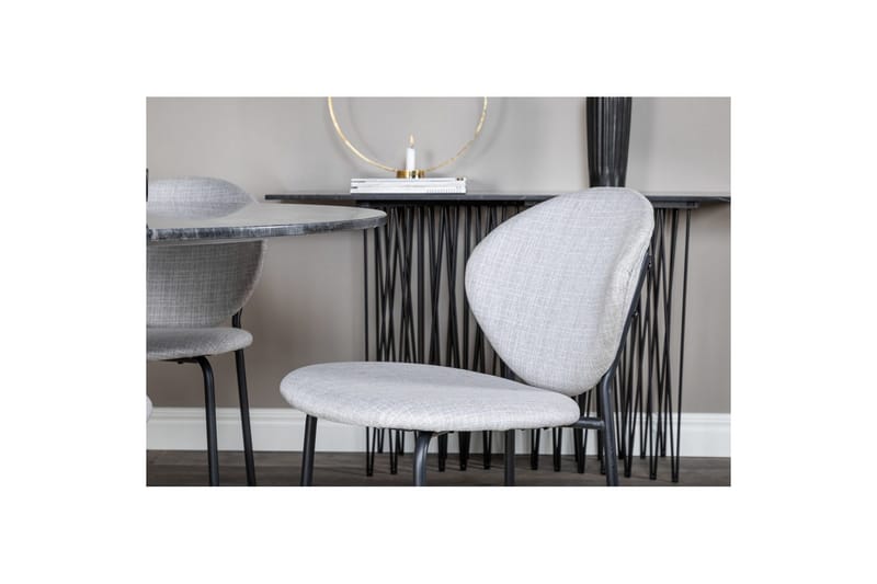 Rundt Spisesæt Estelle Chrome, Vault - Grå - Møbler - Borde - Spisebordssæt