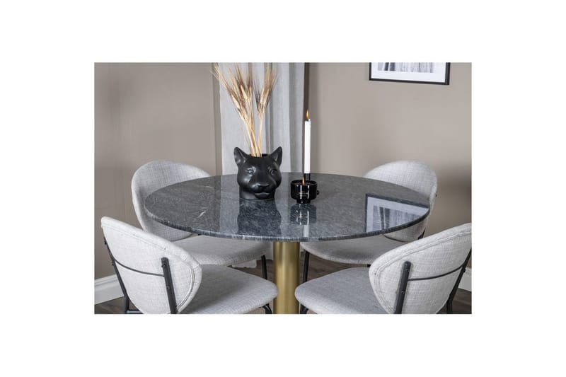 Rundt Spisesæt Estelle Chrome, Vault - Grå - Møbler - Borde - Spisebordssæt