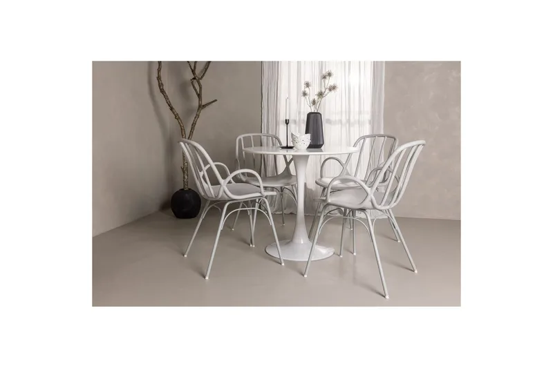 Rundt Spisesæt Hamden, Dyrön - Hvid - Møbler - Borde - Spisebordssæt