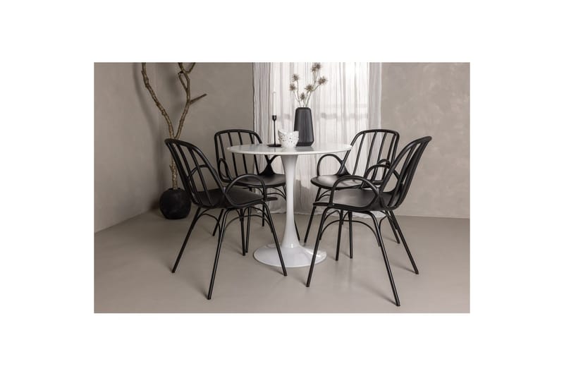 Rundt Spisesæt Hamden, Dyrön - Sort - Møbler - Borde - Spisebordssæt