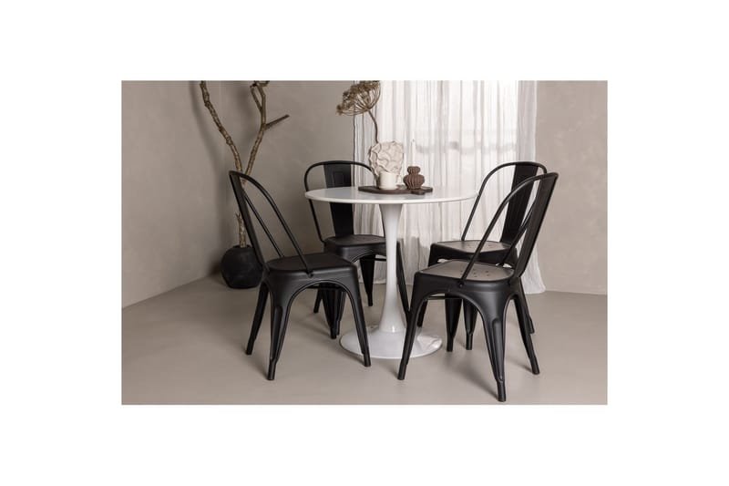 Rundt Spisesæt Hamden, Tempe - Sort - Møbler - Borde - Spisebordssæt