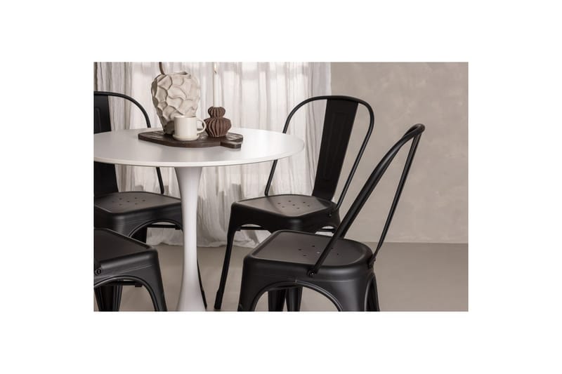 Rundt Spisesæt Hamden, Tempe - Sort - Møbler - Borde - Spisebordssæt