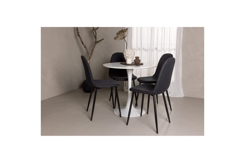 Rundt Spisesæt Hamden, Polar - Polyester - Møbler - Borde - Spisebordssæt