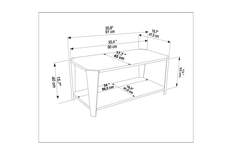 Rylas Sofabord 91 cm - Valnød/Travertin - Møbler - Borde - Sofabord