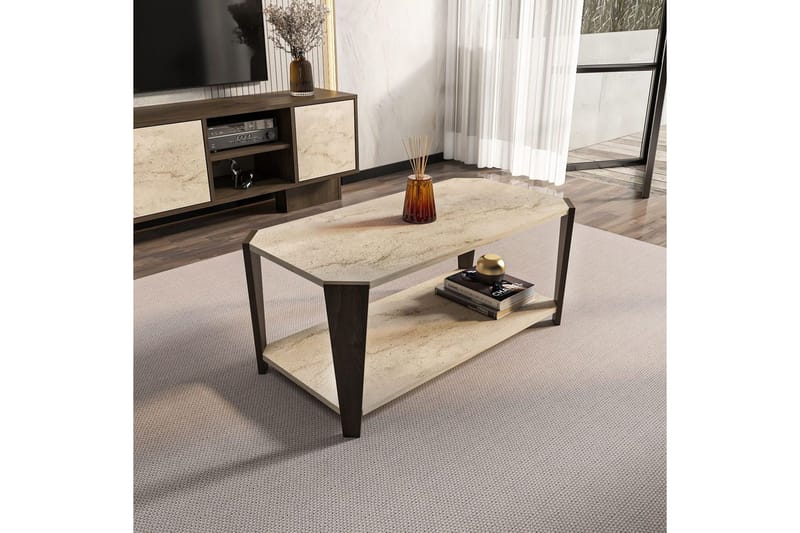 Rylas Sofabord 91 cm - Valnød/Travertin - Møbler - Borde - Sofabord