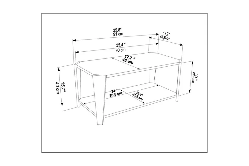 Rylas Sofabord 91 cm - Valnød/Travertin - Møbler - Borde - Sofabord