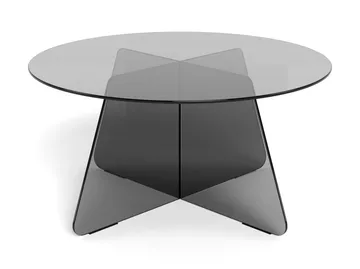 Ryvos Sofabord i Glas 80 cm Rund - Røgfarvet - Møbler - Borde - Sofabord