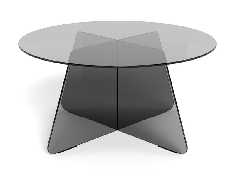 Ryvos Sofabord i Glas 80 cm Rund - Røgfarvet - Møbler - Borde - Sofabord