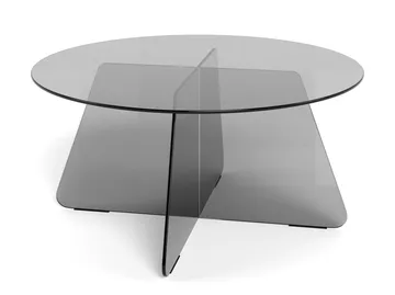 Ryvos Sofabord i Glas 80 cm Rund - Røgfarvet - Møbler - Borde - Sofabord