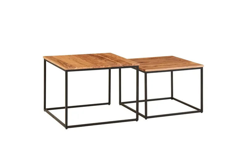 Sætbord Wohnling Sæt áf 2 massivt træ firkantmetalben moderne, undefined