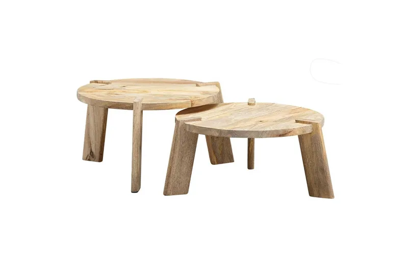 Sætbord Wohnling Sæt áf 2 runde massivt træ med massive ben landhus, undefined