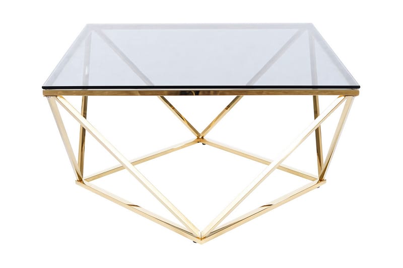 Sølvo Sofabord 80 cm - Røgfarvet Glas/Guld - Sofabord