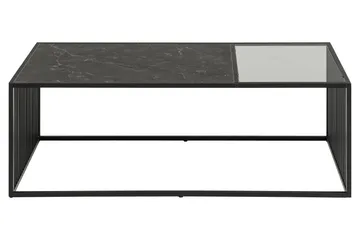 Saklani 120x60 cm Rektangulært Sofabord i Metal med Glasplade - Sort - Møbler - Borde - Sofabord