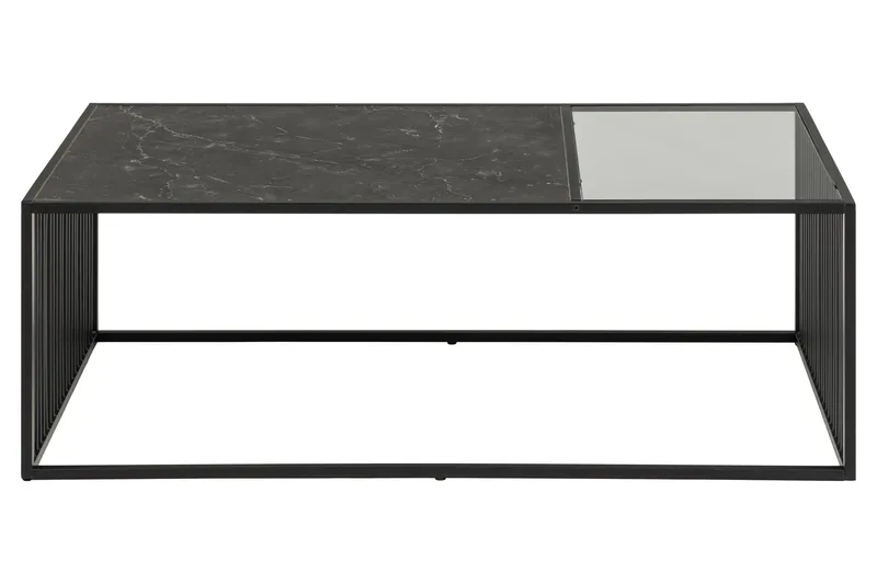 Saklani 120x60 cm Rektangulært Sofabord i Metal med Glasplade - Sort - Møbler - Borde - Sofabord