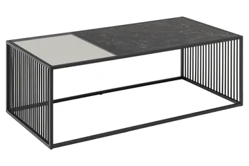 Saklani 120x60 cm Rektangulært Sofabord i Metal med Glasplade - Sort - Møbler - Borde - Sofabord
