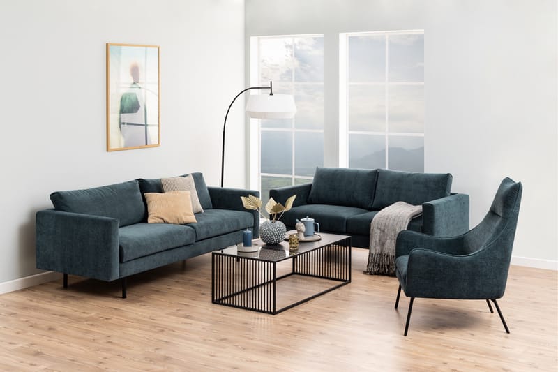 Saklani 120x60 cm Rektangulært Sofabord i Metal med Glasplade - Sort - Møbler - Borde - Sofabord