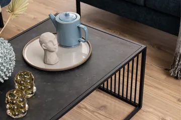 Saklani 120x60 cm Rektangulært Sofabord i Metal med Glasplade - Sort - Møbler - Borde - Sofabord