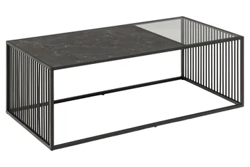 Saklani 120x60 cm Rektangulært Sofabord i Metal med Glasplade - Sort - Møbler - Borde - Sofabord