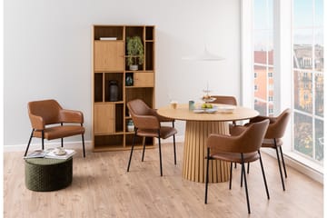 Saku Rundt Spisebord 120 cm med Træ- og Egetræsudseende - Beige - Møbler - Borde - Spisebord og køkkenbord