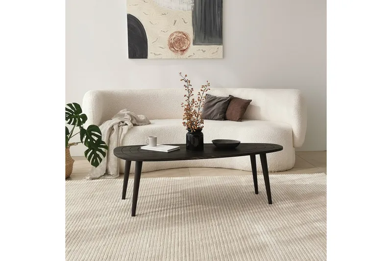 Saldus 115 cm Ovalt Sofabord i Malet Træ - Mørkebrun - Møbler - Borde - Sofabord