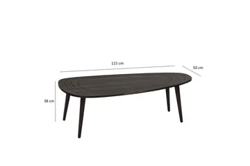 Saldus 115 cm Ovalt Sofabord i Malet Træ - Mørkebrun - Møbler - Borde - Sofabord