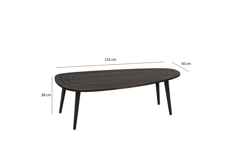 Saldus 115 cm Ovalt Sofabord i Malet Træ - Mørkebrun - Møbler - Borde - Sofabord