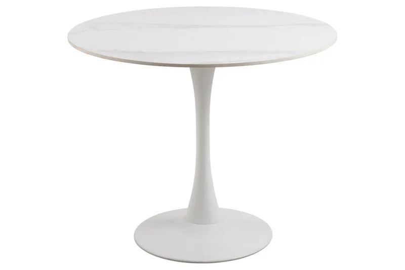 Salm Lille Rundt Spisebord 90 cm i Keramik, Hvid