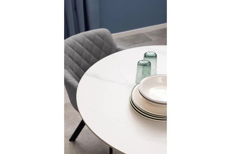 Salm Lille Rundt Spisebord 90 cm i Keramik - Hvid - Møbler - Borde - Spisebord og køkkenbord