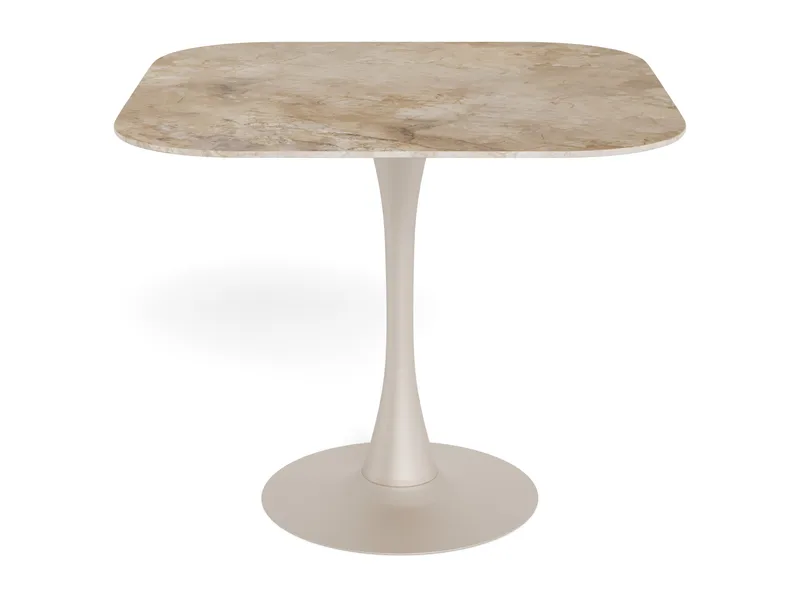 Salm Spisebord 90 cm Kvadratisk, Brun Keramisk Bordplade; Gråt Stel