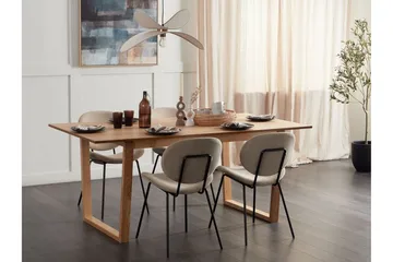 Salmo Rektangulært Spisebord 180 cm med Træ- og Askudseende - Brun - Møbler - Borde - Spisebord og køkkenbord