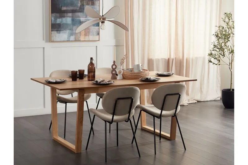 Salmo Rektangulært Spisebord 180 cm med Træ- og Askudseende - Brun - Møbler - Borde - Spisebord og køkkenbord
