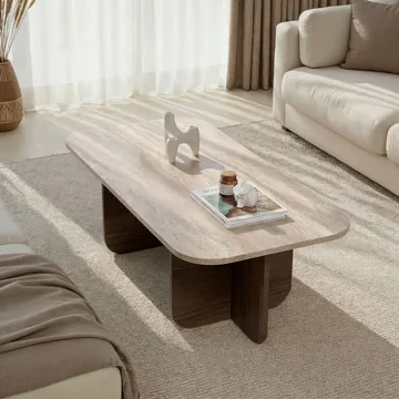 Salrin Sofabord 120x41x60 cm - Travertin, Venezia Walnut - Møbler - Borde - Sofabord
