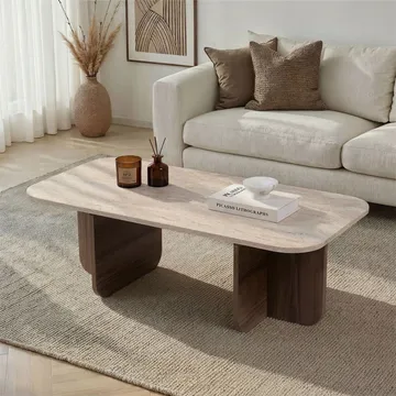 Salrin Sofabord 120x41x60 cm - Travertin, Venezia Walnut - Møbler - Borde - Sofabord
