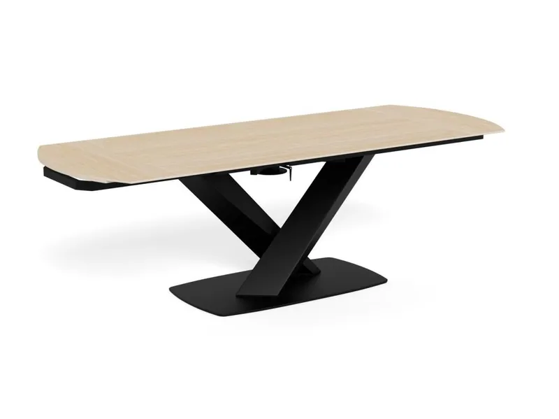 Salvas Udtrækkeligt Spisebord 160-240 cm Ovalt, Sandfarvet Bordplade; Sort Stel