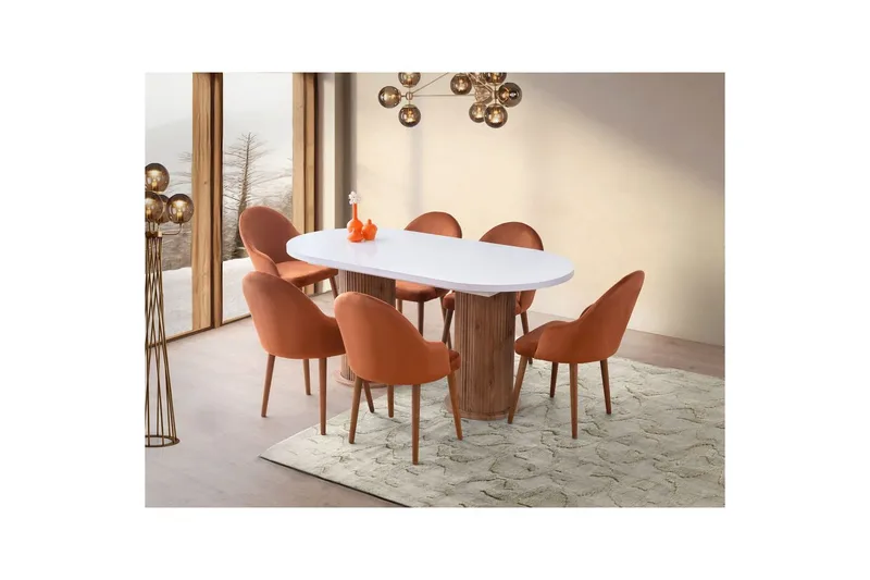 Samtens Spisebord 180 cm Oval - Hvid - Møbler - Borde - Spisebord og køkkenbord