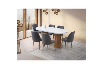 Samtens Spisebord 180 cm Oval - Hvid - Møbler - Borde - Spisebord og køkkenbord