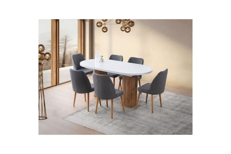 Samtens Spisebord 180 cm Oval - Hvid - Møbler - Borde - Spisebord og køkkenbord